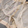 Organza Cream Floral Thread Work Saree With Zari Border