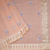 Organza Peach Floral Thread Work Saree With Zari Border