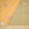 Organza Mango Yellow Floral Thread Work Saree With Zari Border