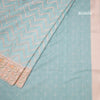 Tussar Sky Blue Zari With Printed Work Saree