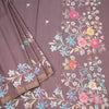 Semi Raw Silk Chocolate Brown Floral Printed Saree