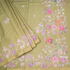 Semi Raw Silk Mehandi Green Floral Printed Saree