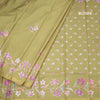 Semi Raw Silk Mehandi Green Floral Printed Saree