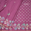 Semi Raw Silk Dark Pink Floral Printed Saree 02