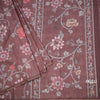 Semi Raw Silk Dark Brown Floral Printed Saree