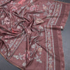 Semi Raw Silk Dark Brown Floral Printed Saree