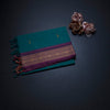 Chettinad Cotton Peacock Green Saree With Thread Buttas And Thread Border