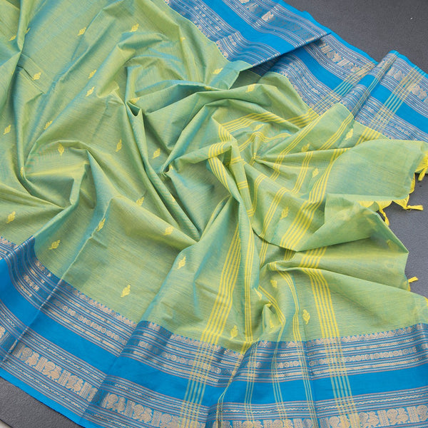 Kanchi Cotton Shot Colour Saree With Thread Buttas And Zari Border 02 - Kumaran Silks