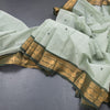 Kanchi Cotton Light Green Saree With Thread Buttas And Zari Border