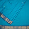 Kanchi Cotton Peacock Blue Saree With Zari Buttas And Zari Border