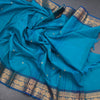 Kanchi Cotton Peacock Blue Saree With Zari Buttas And Zari Border - Kumaran Silks