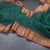 Kanchi Cotton Dark Green Saree With Thread Buttas And Temple Border