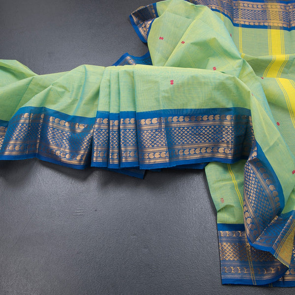 Kanchi Cotton Shot Colour Saree With Thread Buttas And Zari Border 03