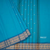 Kanchi Cotton Peacock Blue Saree With Zari Buttas And Zari Border 02