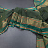 Kanchi Cotton Olive Green Saree With Zari Buttas And Zari Border