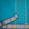 Kanchi Cotton Peacock Blue Saree With Thread Buttas And Zari Border