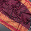 Kanchi Cotton Dark Pink Saree With Zari Buttas And Zari Border - Kumaran Silks
