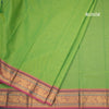 Kanchi Cotton Parrot Green Saree With Thread Buttas And Zari Border