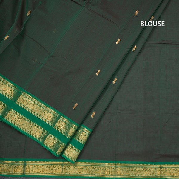 Kanchi Cotton Shot Colour Saree With Zari Buttas And Rettapet Border