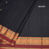 Kanchi Cotton Black Saree With Zari Buttas And Zari Border