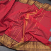 Kanchi Cotton Red Plain Saree And Zari Border - Kumaran Silks