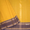 Kanchi Cotton Yellow Plain Saree With Two Colour Border