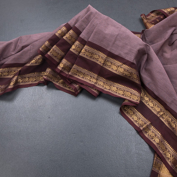 Kanchi Cotton Thulian Pink Plain Saree And Rettapet Border