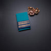 Kanchi Cotton Peacock Blue Plain Saree And Zari Border
