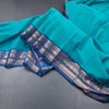 Kanchi Cotton Peacock Blue Plain Saree And Zari Border