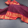 Kanchi Cotton Dark Pink Saree With Zari Buttas And Zari Border 03