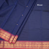 Kanchi Cotton Navy Blue Saree With Zari Buttas And Zari Border