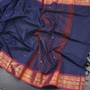 Kanchi Cotton Navy Blue Saree With Zari Buttas And Zari Border - Kumaran Silks