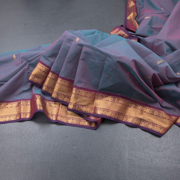 Kanchi Cotton Shot Colour Saree With Zari Buttas And Rettapet Border 03