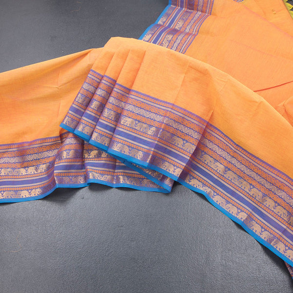 Kanchi Cotton Shot Colour Saree With Zari Buttas And Thread With Zari Border
