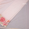 Linen Light Pink Zari Stripes Saree And Thread Embroidered Border