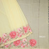Linen Yellow Zari Stripes Saree And Thread Embroidered Border