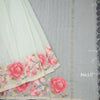 Linen Light Green Zari Stripes Saree And Thread Embroidered Border