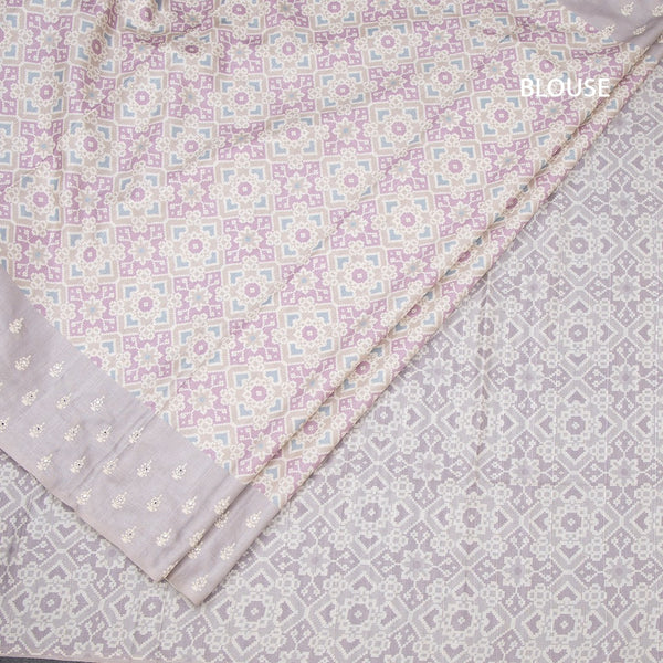Raw Silk Multi Colour Printed Saree With Thread Border 02
