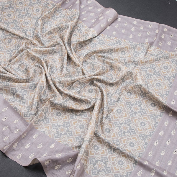 Raw Silk Multi Colour Printed Saree With Thread Border 04 - Kumaran Silks