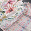 Raw Silk Cream Floral Printed Saree With Ribbon Border 07 - Kumaran Silks