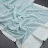 Semi Linen Powder Blue Thread Work Saree - Kumaran Silks
