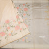 Linen Sandal Floral Embroidered Saree And Zari Border