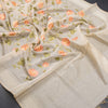 Linen Sandal Floral Embroidered Saree And Zari Border 02 - Kumaran Silks