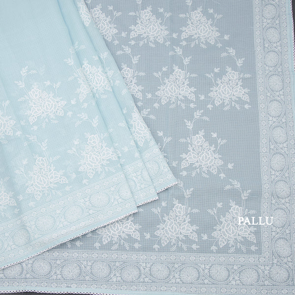 Kota Light Blue Floral Thread Work Saree