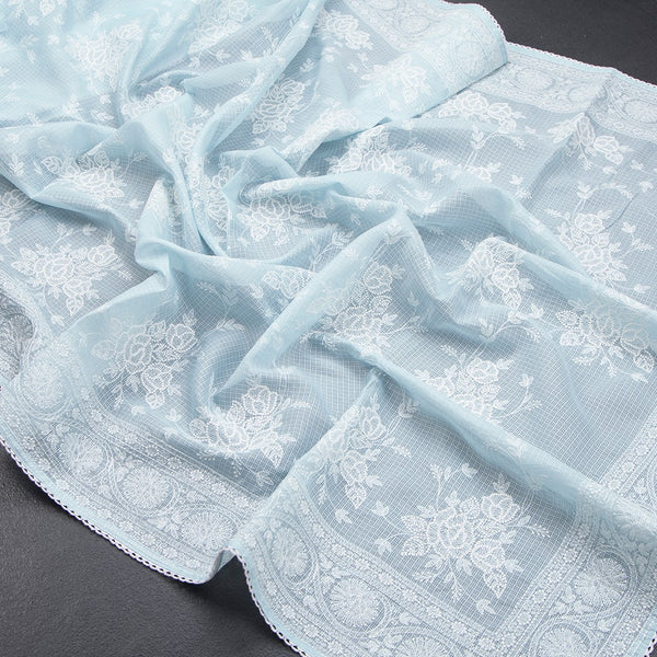 Kota Light Blue Floral Thread Work Saree - Kumaran Silks