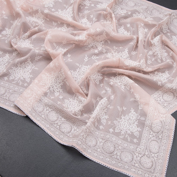 Kota Light Peach Floral Thread Work Saree - Kumaran Silks