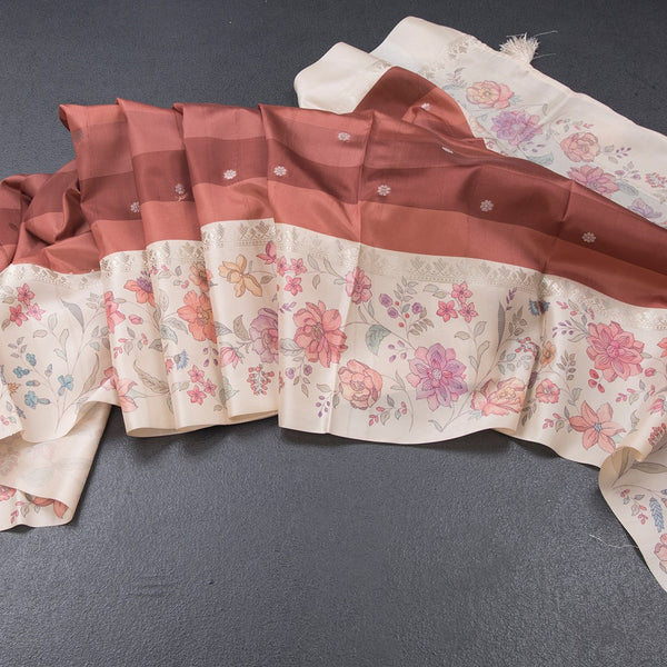 Raw Silk Multi Colour Saree With Zari Buttas And Printed Border