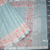Kota Powder Blue Saree With Thread Buttas And Printed With Zari Border