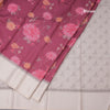 Tussar Wine Floral Printed Saree And Zari Checks Border