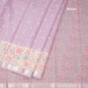 Kota Lavender Saree With Thread Buttas And Printed With Zari Border